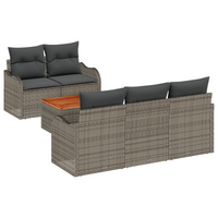 Set Divano Giardino  6 Pezzi Cuscini Grigio Polyrattan Acacia