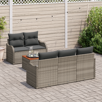Set Divano Giardino  6 Pezzi Cuscini Grigio Polyrattan Acacia