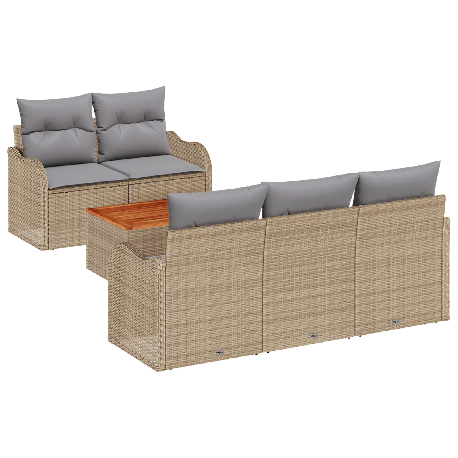Set di Divano da Giardino  6 Pezzi con Cuscini Beige Polyrattan Acacia