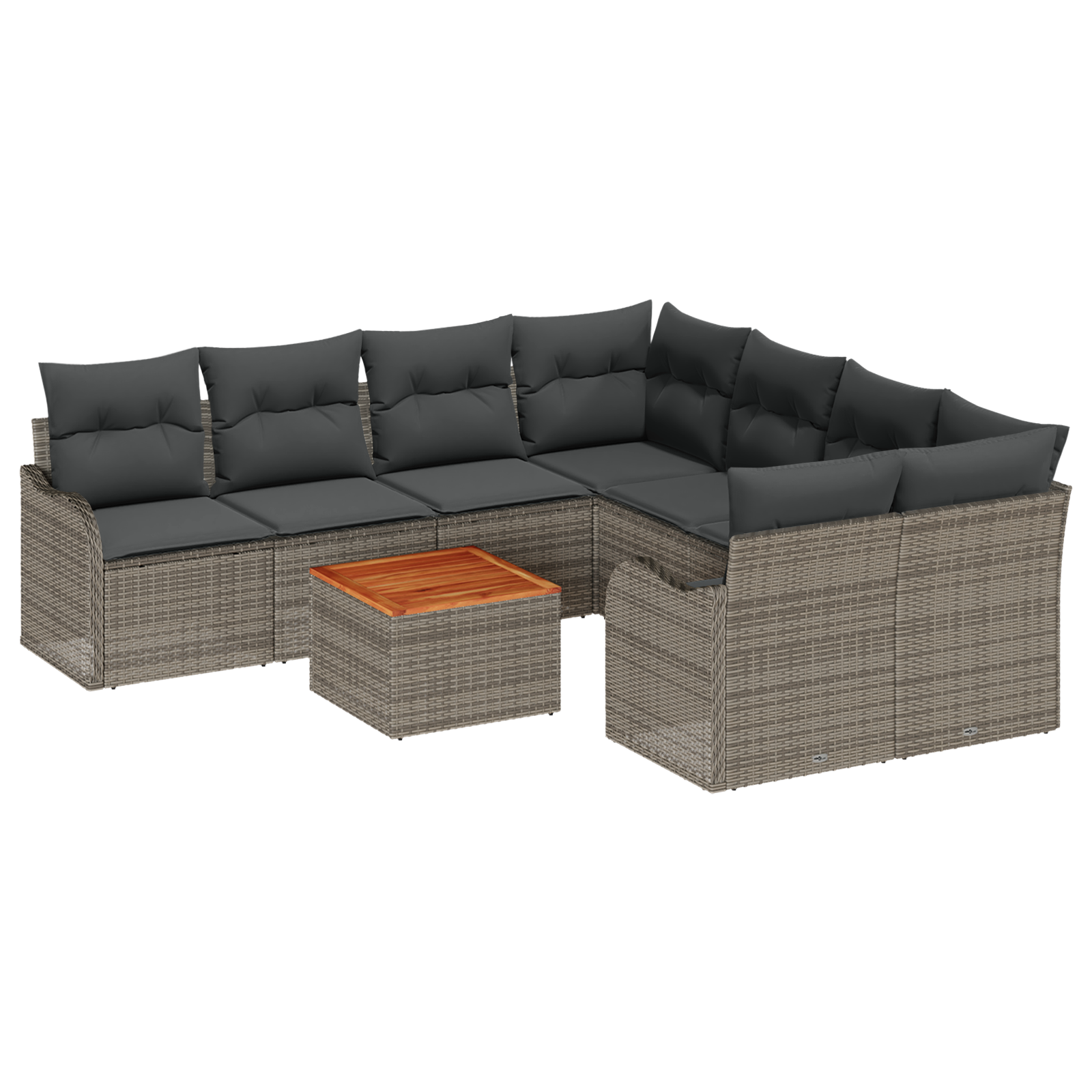 Set Divano Giardino 9 Pezzi con Cuscini Grigio Polyrattan Acacia