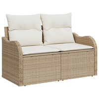 Set Divano Giardino 9 Pezzi con Cuscini Beige Polyrattan Acacia