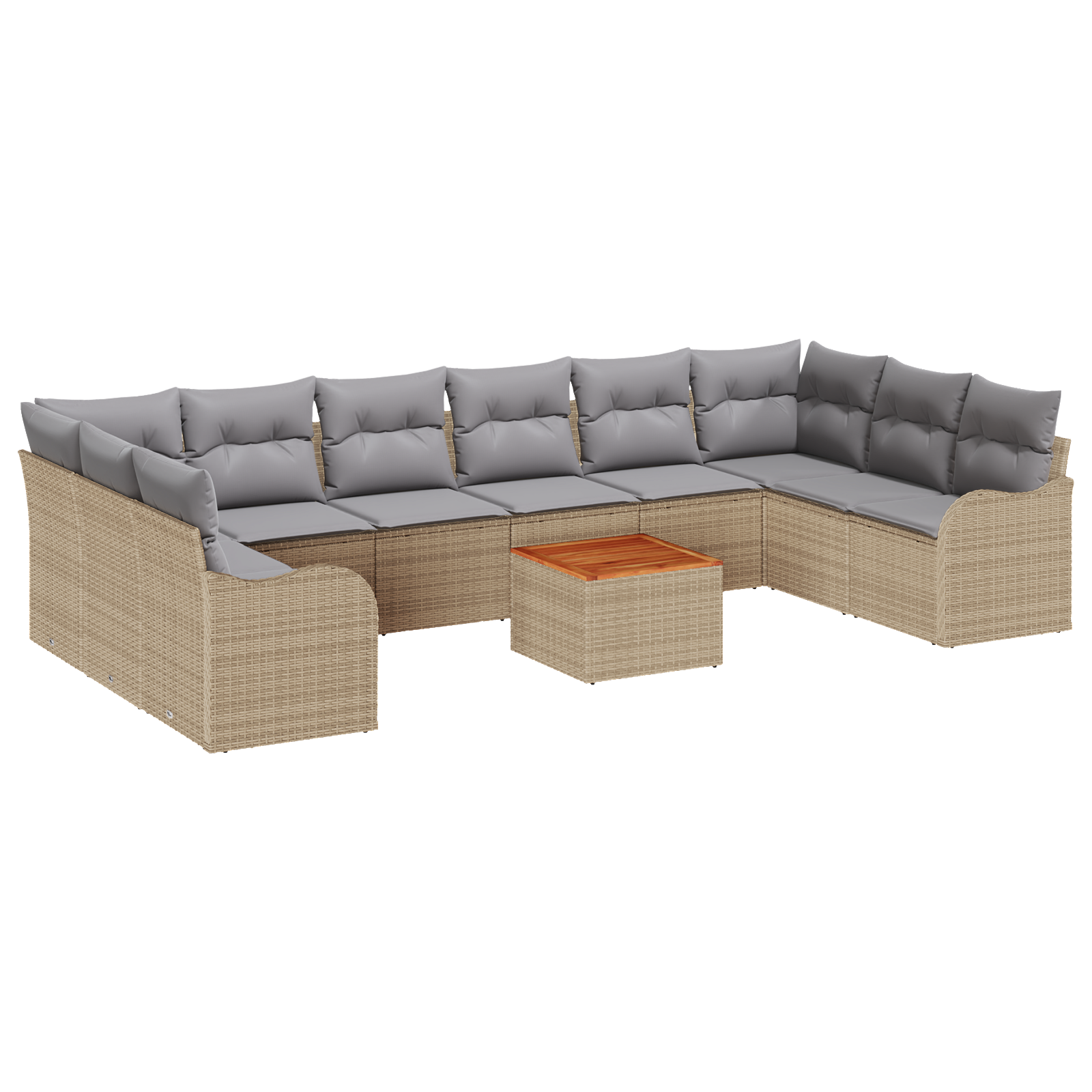 Set di divano da giardino  10 pezzi con cuscini Beige Polyrattan Acacia