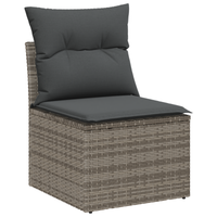 Set di Sofà da Giardino  a 7 Pezzi con Cuscini Grigio Rattan Polietilene Acacia