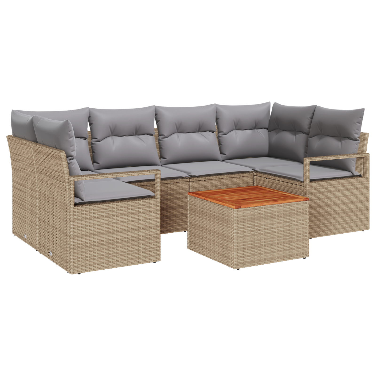 Set divani giardino  7 Pezzi con cuscini Beige Rattan Acacia