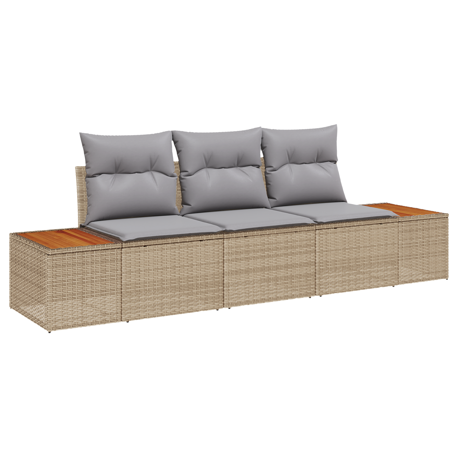 Set di Divani da Giardino con Cuscini Beige in Polyrattan Acacia
