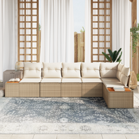 Set di divani da giardino 6 pezzi con cuscini beige polyrattan acacia