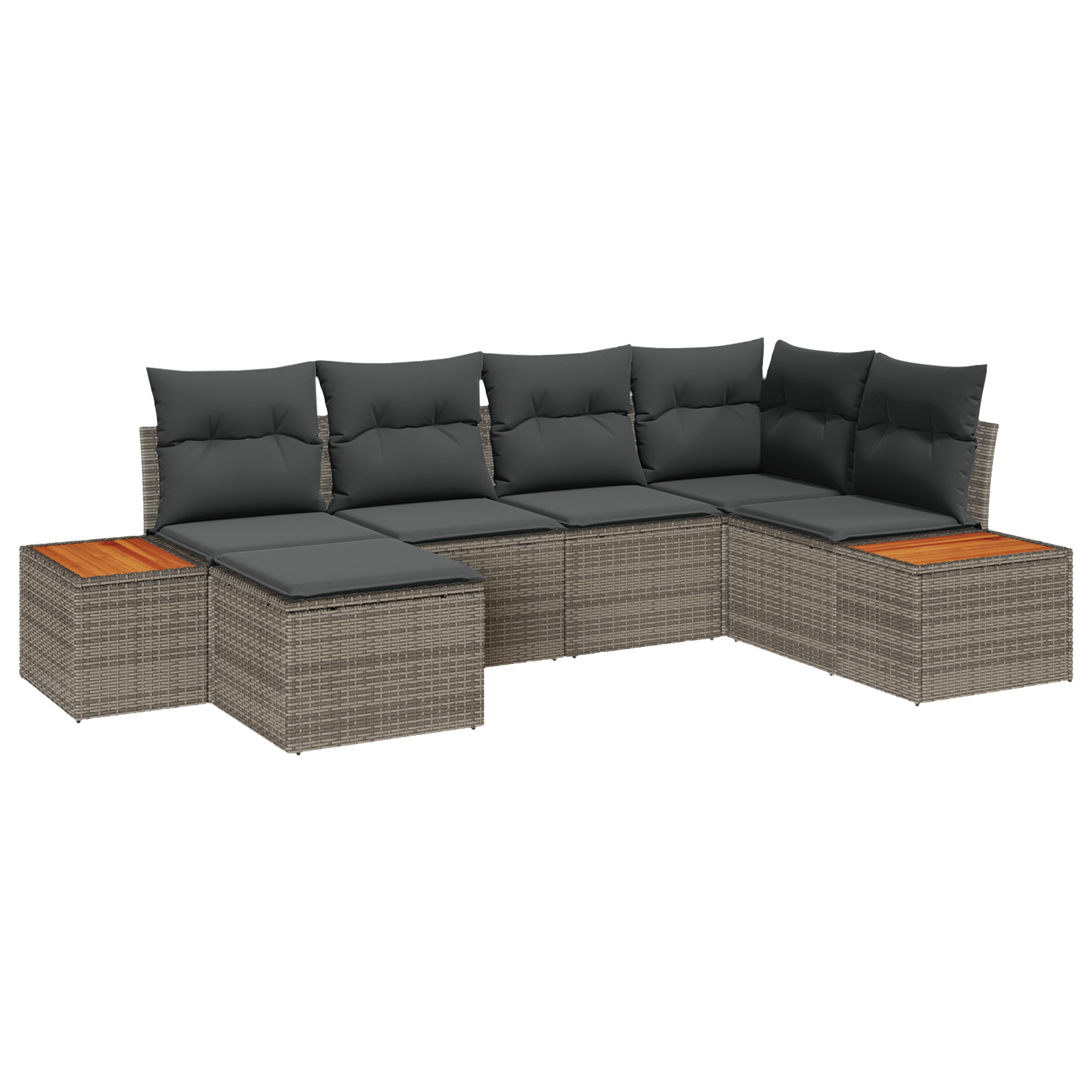 Set divano giardino 6 pezzi con cuscini grigio polyrattan acacia