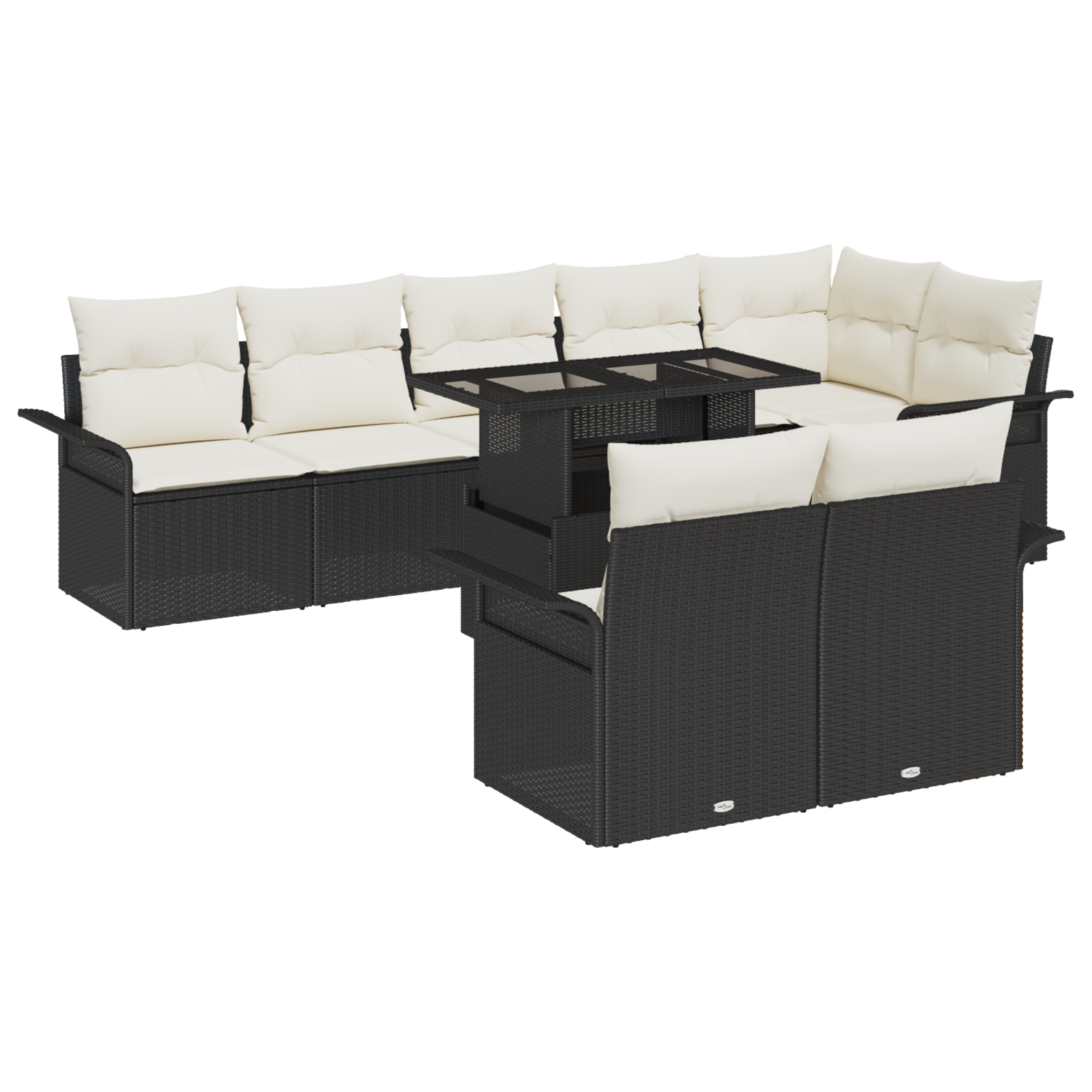 Set di 9 Pezzi di Sofa da Giardino con Cuscini Nero Polyrattan