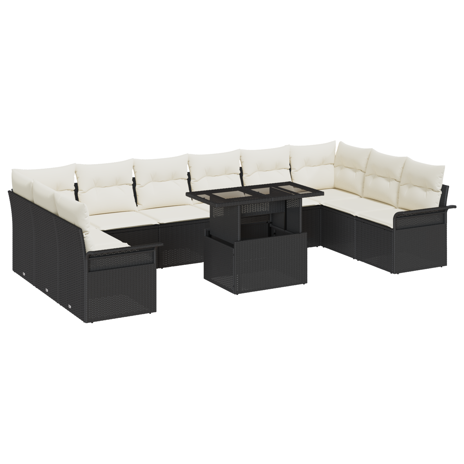Set Divano Giardino Con Cuscini 11 Pezzi Rattan PE Nero