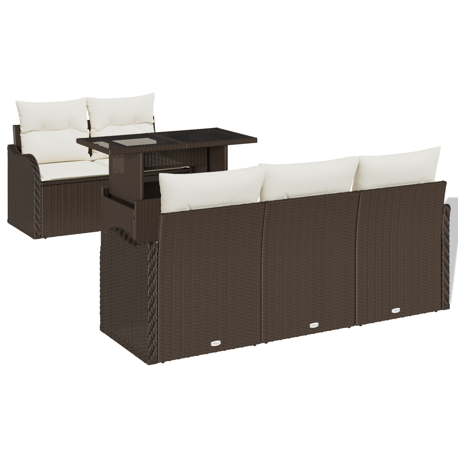 Set di divani da giardino  6 pezzi con cuscini Rattan Poli Marrone