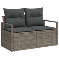 Set di Divani da Giardino  con Cuscini Rattan Grigio Poliestere