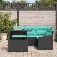 Set di divani da giardino da 6 pezzi con cuscini in rattan sintetico nero
