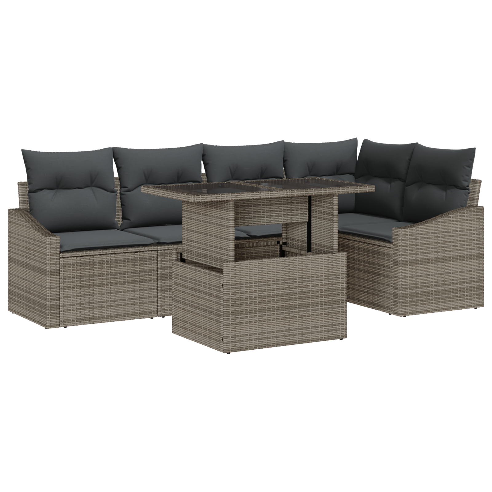 Set Divani Giardino 6 Pezzi Cuscini Grigio Rattan Sintetico
