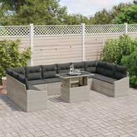 Set Di Divani Da Giardino Con Cuscini Rattan Polirattan Grigio Chiaro