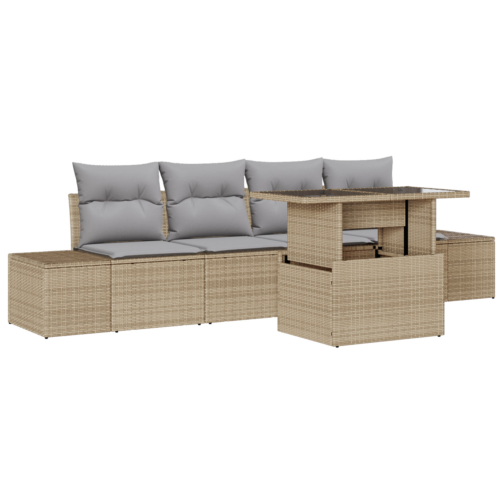 Set Divano Giardino 5 Pezzi con Cuscini - Rattan Sintetico Beige