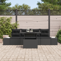 Set di 5 pezzi di divano da giardino con cuscini in polirattan nero