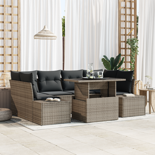 Set Di Divani Da Giardino Con Cuscini Grigio Polirattan