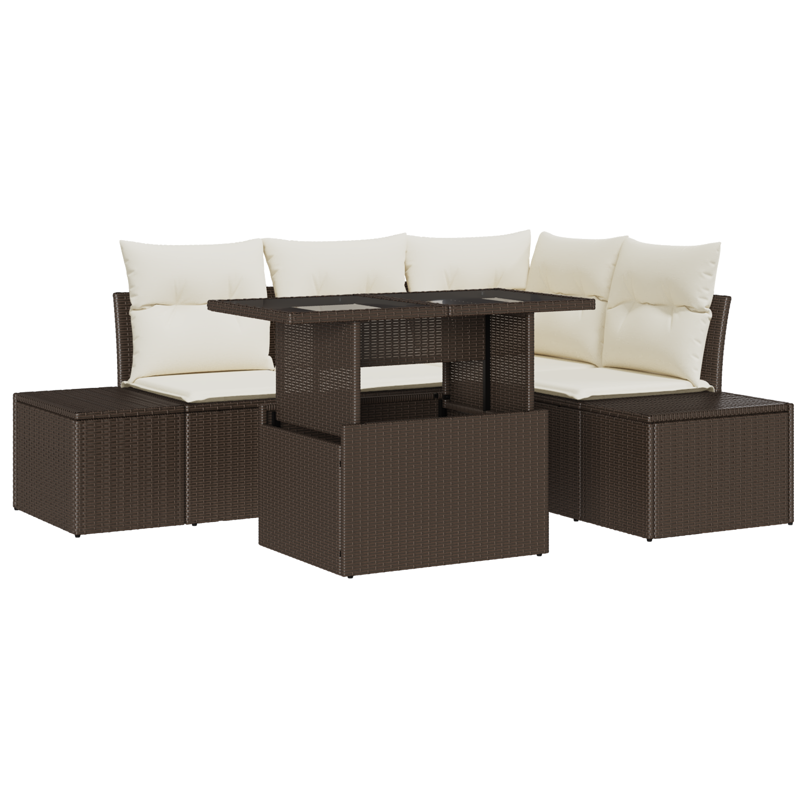 Set Divani Giardino con Cuscini Marrone Polyrattan
