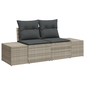 Set da giardino 8 pezzi con cuscini in polirattan grigio chiaro