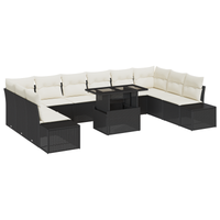 Set di divani da giardino 11 pezzi con cuscini Rattan nero