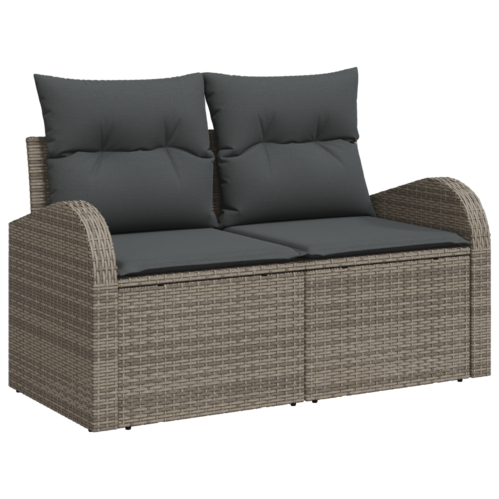 Set da Pranzo da Giardino da 5 Pezzi con Cuscini Grigio Poly Rattan Acacia
