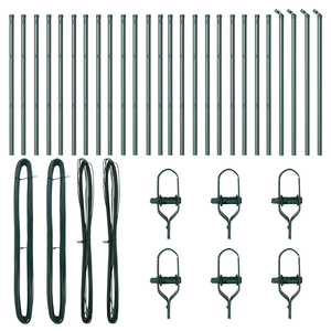 Pali di Recinzione  26 pz Verde Ø32 mm 80 cm Acciaio Zincato
