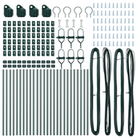 Pali di Recinzione  26 pz Verde Ø32 mm 80 cm Acciaio Zincato