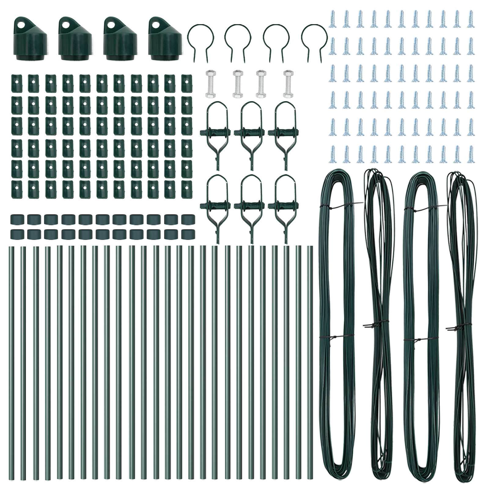 Posti per recinzione  26 pcs Verde Ø32 mm 100 cm Acciaio zincato