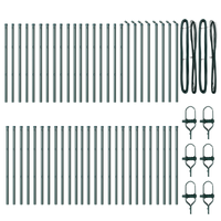Posti per Recinzione 52 pcs Verde Ø32 mm 100 cm Acciaio Zincato