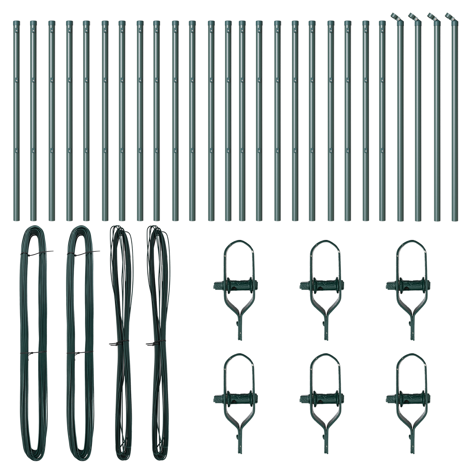 Posti per recinzione  26 pcs Verde Ø32 mm 120 cm Acciaio zincato
