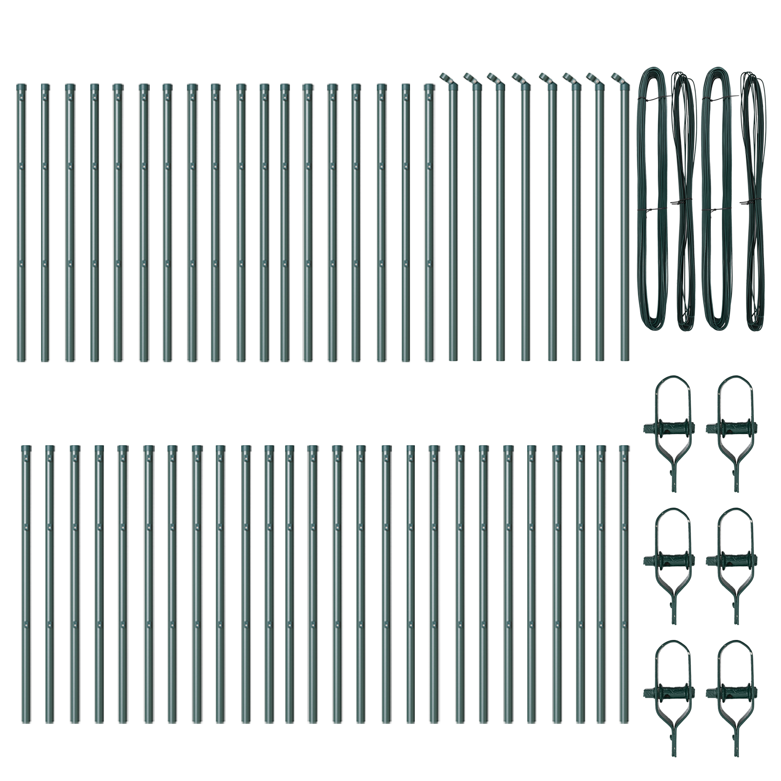 Posti per Recinzione 52 pz Verde Ø32 mm 120 cm Acciaio Zincato
