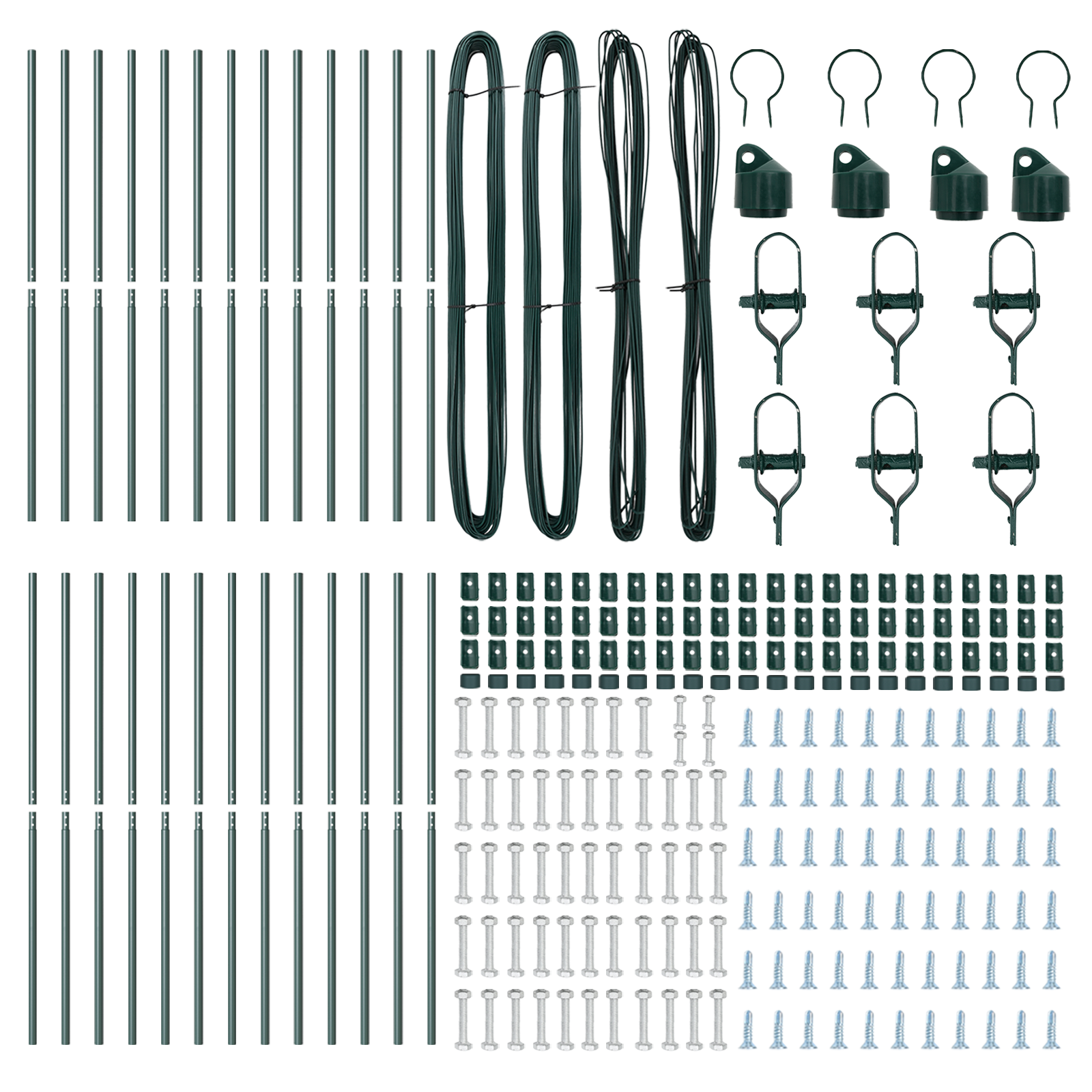 Posti per Recinzione 26 pz Verde Ø32 mm 150 cm Acciaio Zincato