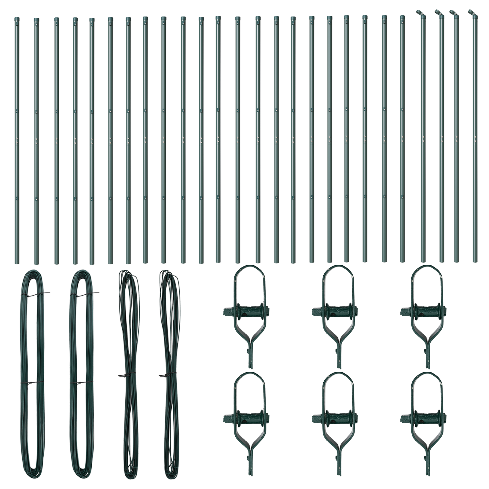 Pali per Recinzione 26 pcs Verde Ø32 mm 170 cm Acciaio Zincato