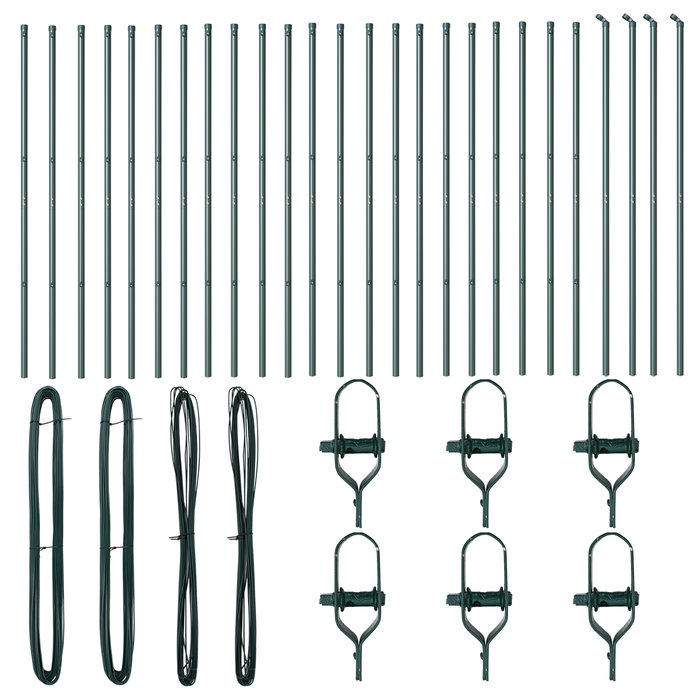 Pali per Recinzione 26 pcs Verde Ø32 mm 170 cm Acciaio Zincato