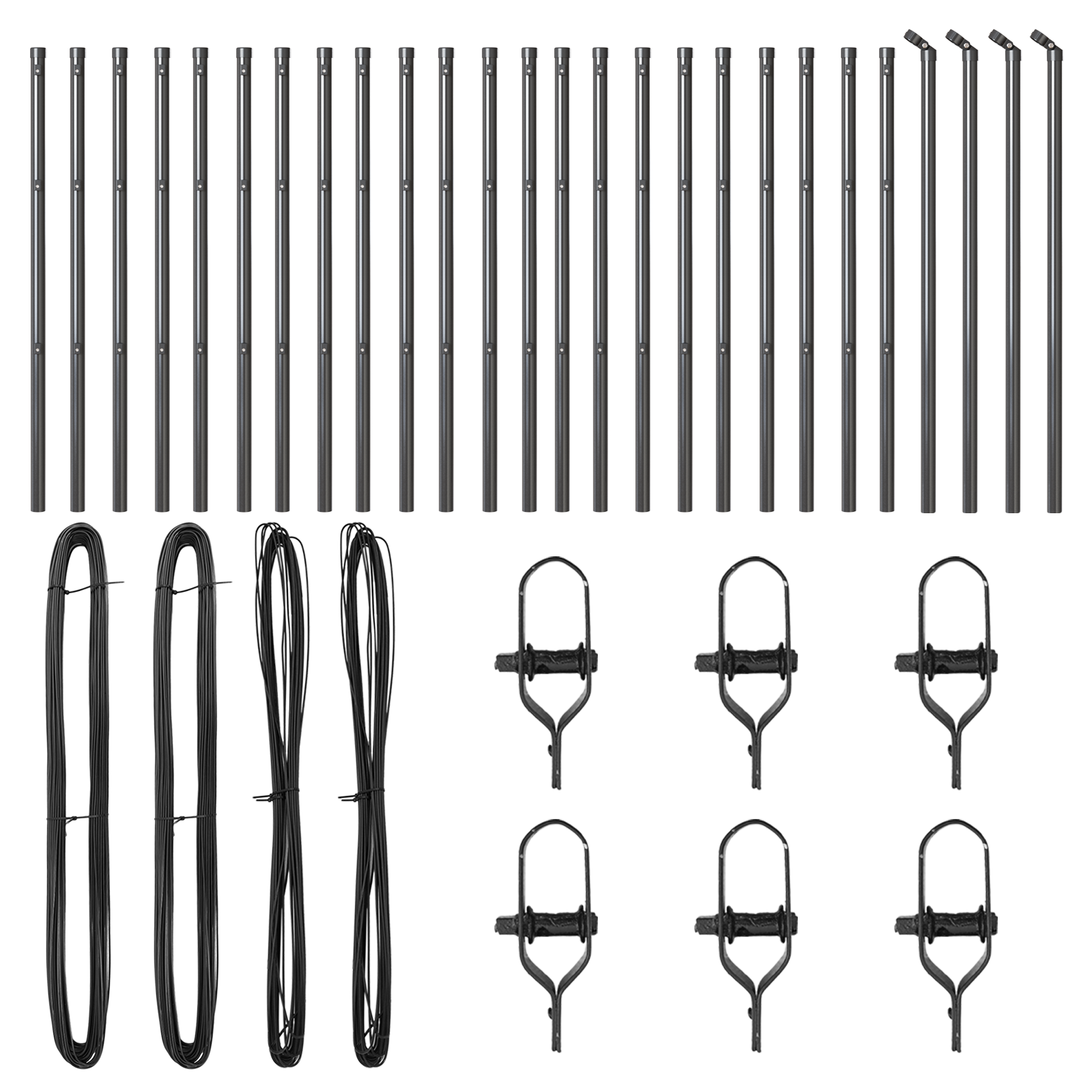 Posti per Recinzione 26 pcs Grigio Ø32 mm 120 cm Acciaio Zincato