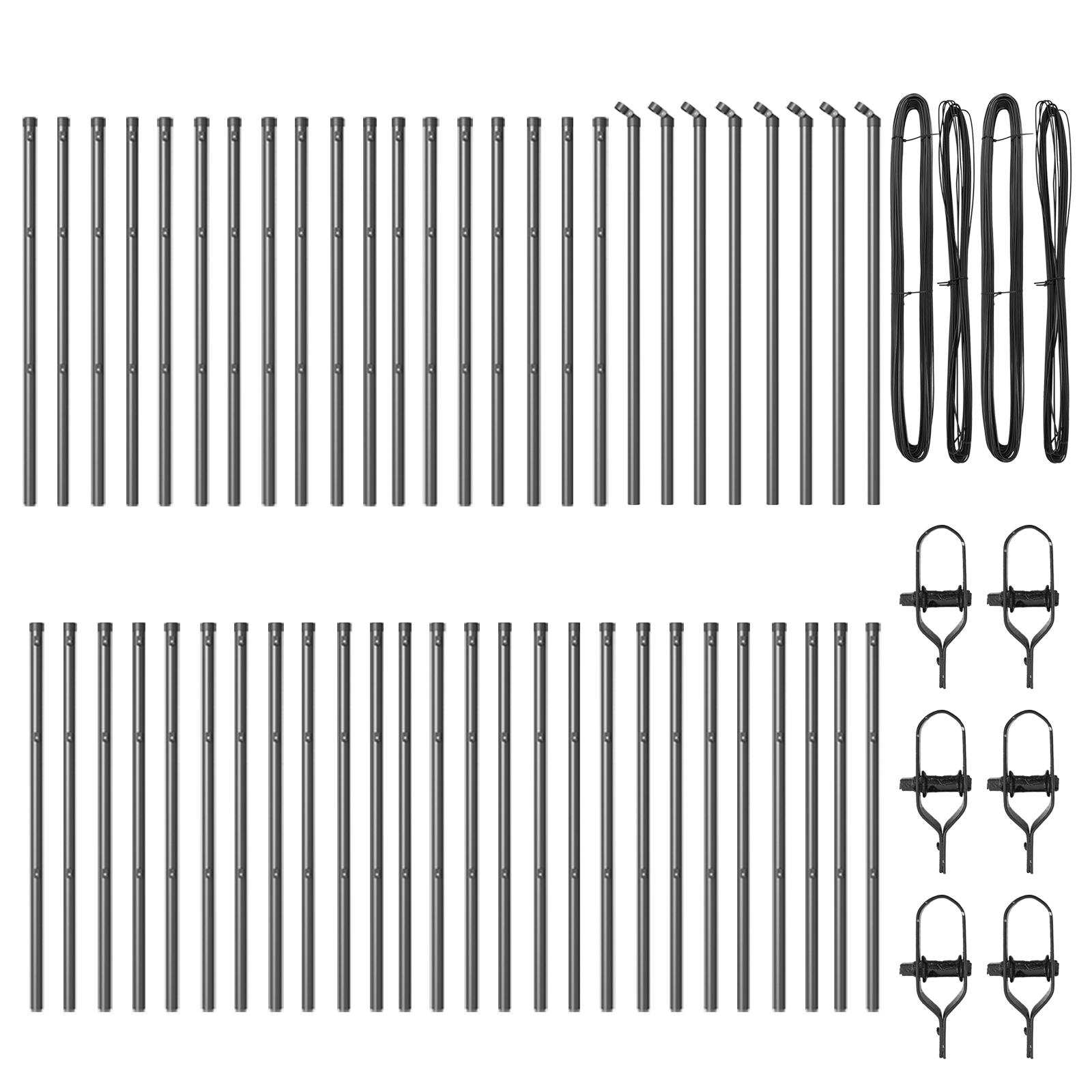 Posti per Recinzione 52 pz Grigio Ø32 mm 120 cm Acciaio Galvanizzato