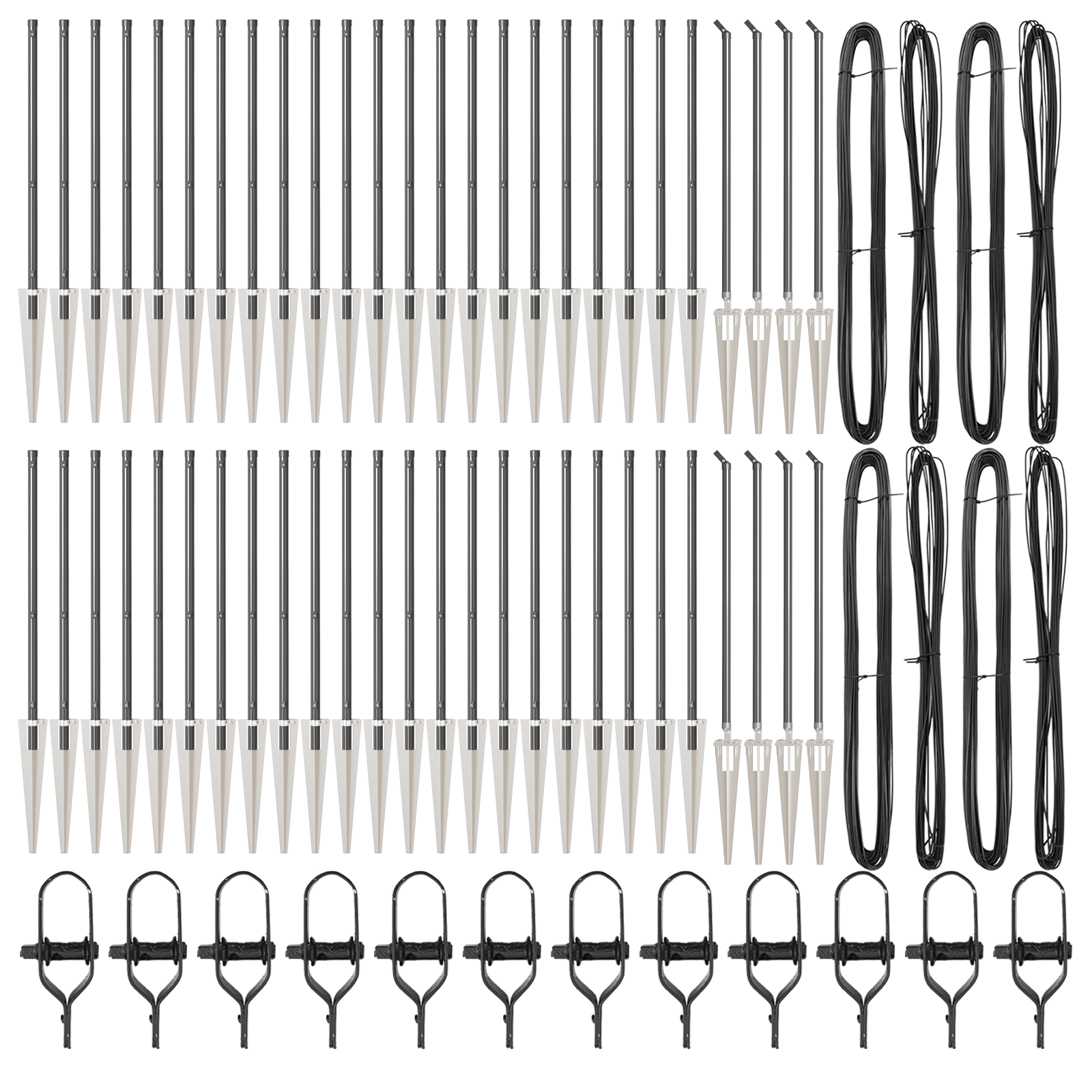 Pali per recinzione  con picchetto 52 pezzi Ø32 mm 80 cm acciaio zincato