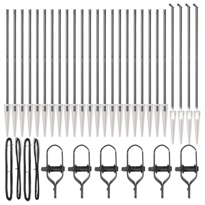 Pali per Recinzione con Punta 26 pcs Ø32 mm 180 cm in Acciaio Zincato