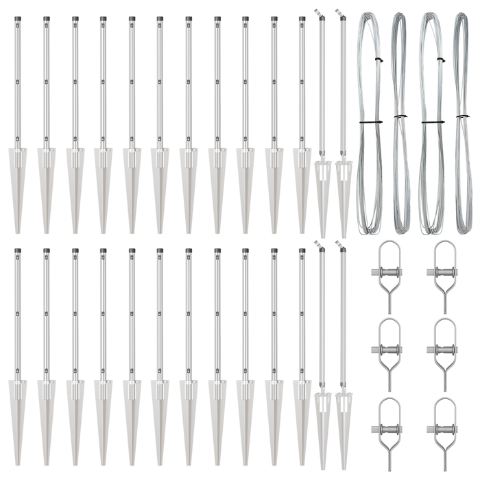 Posti per recinzione  con punta 26 pezzi Ø32 mm 80 cm acciaio zincato