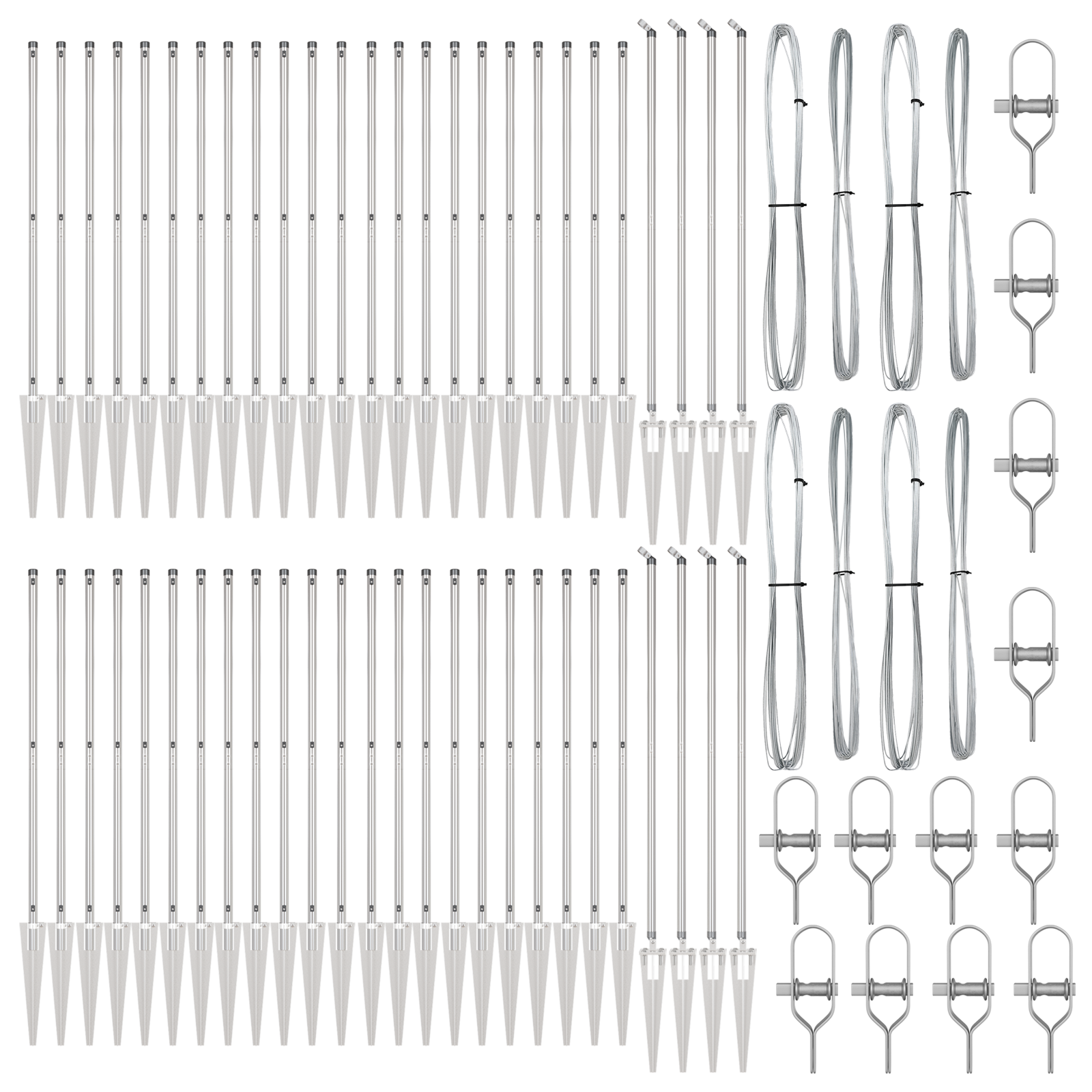Pali per recinzione con picchetto 52 pz Ø32 mm 80 cm Acciaio galvanizzato