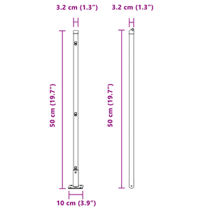 Posti per Recinzione con Piastra di Base 26 pcs Ø32mm 50cm Acciaio Zincato