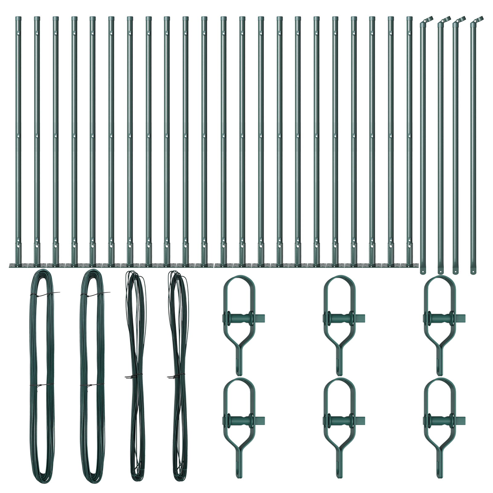 Pali di Recinzione con Piastra di Base 26 pz Ø32mm 90cm Acciaio Zincato