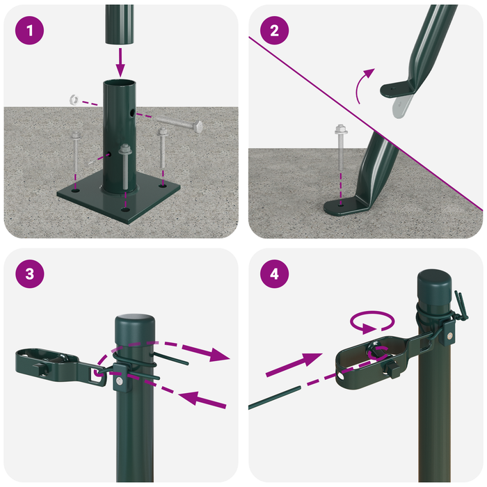 Pali per recinzione con basi 26 pz Ø32mm 110cm in acciaio zincato
