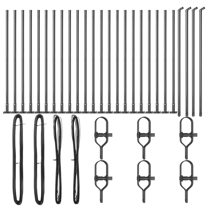 Pali della recinzione con basi 26 pz Ø32mm 90cm Acciaio zincato