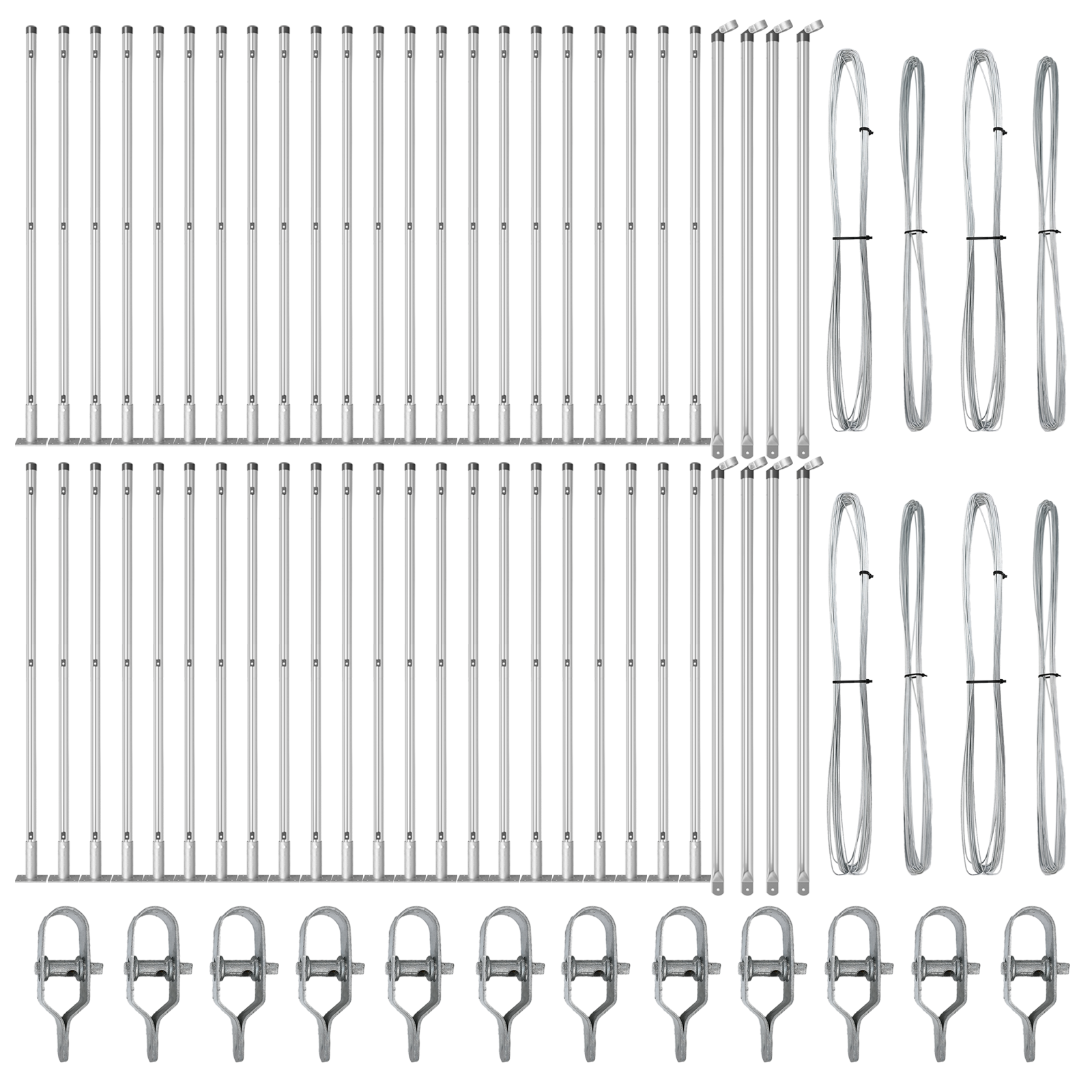 Posts per recinzione con basi 52 pezzi Ø32mm 90cm Acciaio zincato