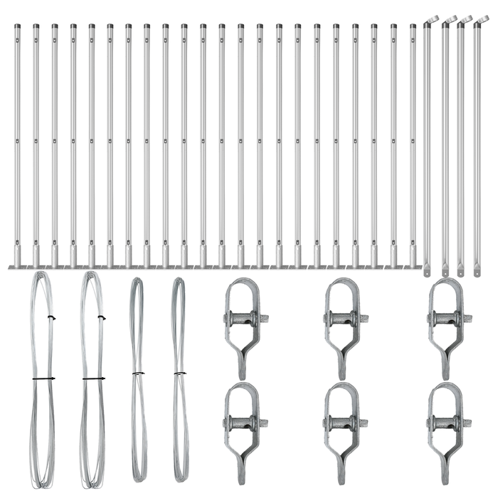 Posts per recinzione con piastre di base 26 pz Ø32mm 110cm in acciaio galvanizzato