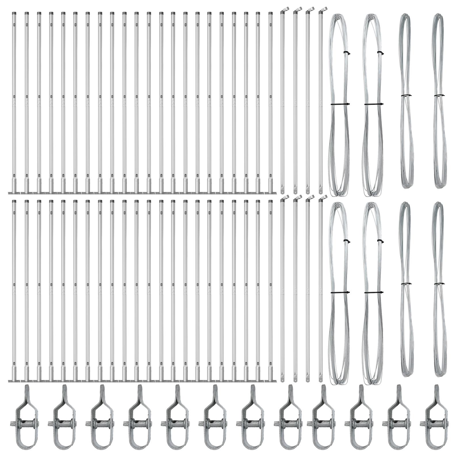 Pali per recinzione con basi 52 pcs Ø32mm 78,5cm Acciaio zincato