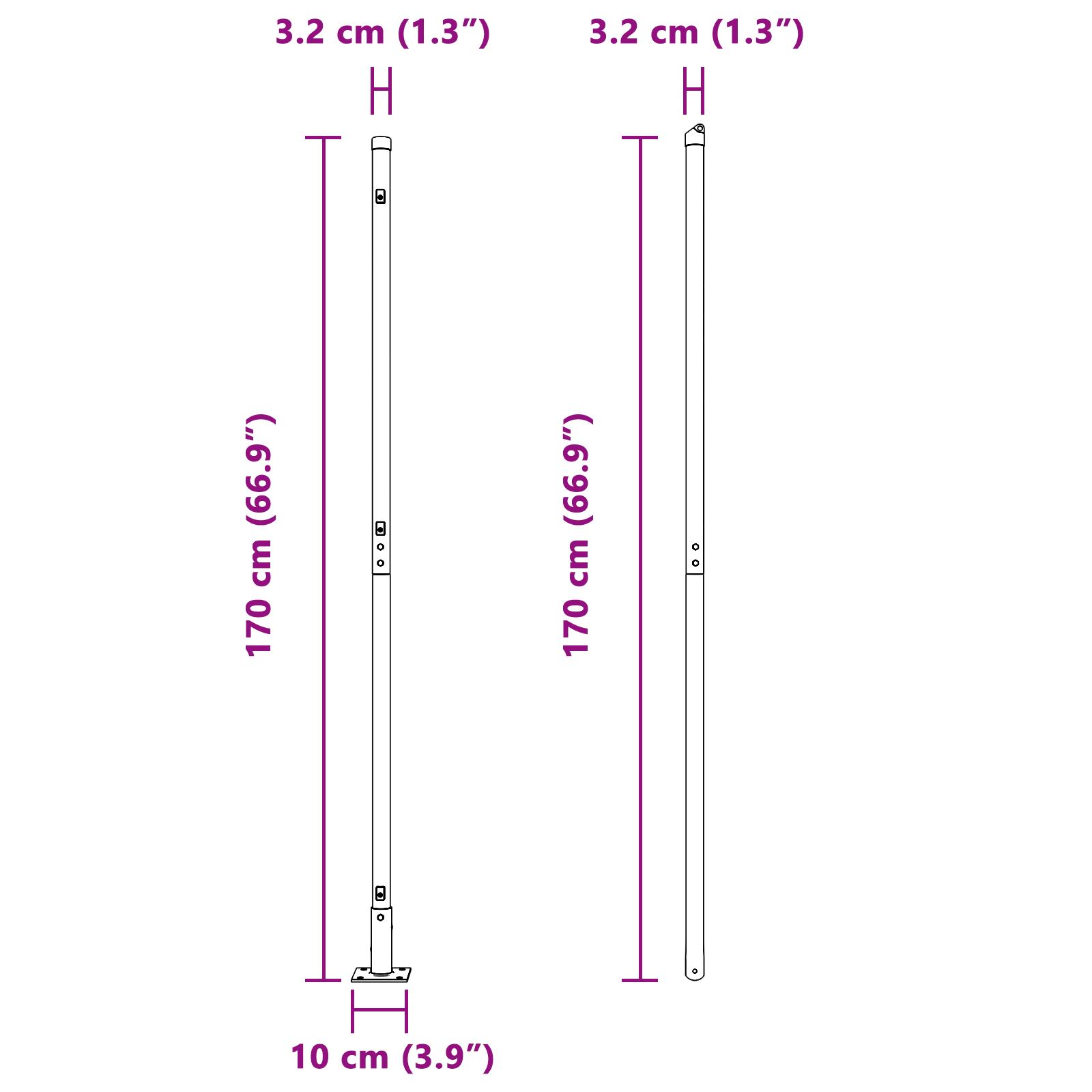 Pali di Recinzione con Piattaforme di Base 52 pezzi Ø32mm 88,5cm Acciaio Zincato