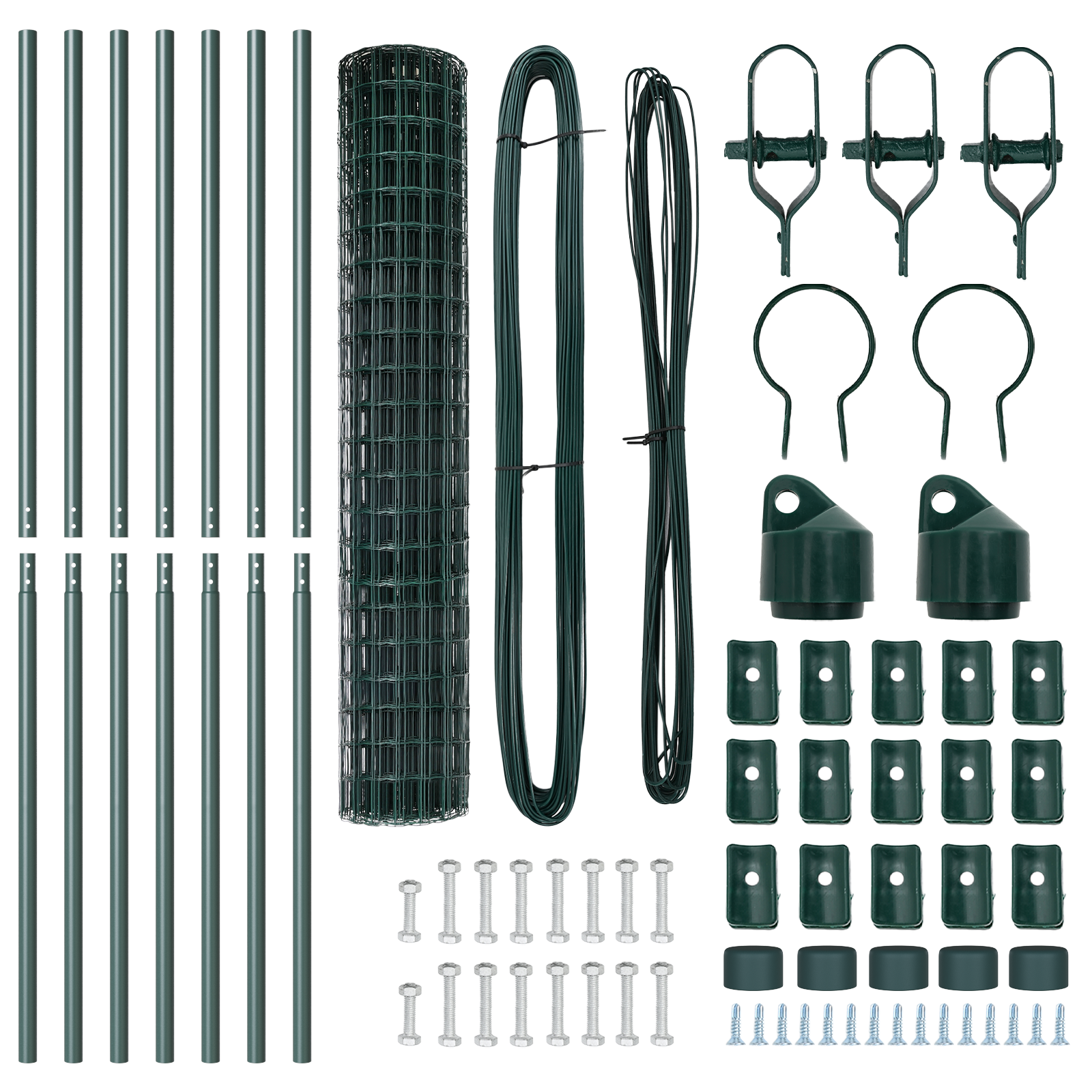 Recinto Euro con 7 pali 1,6x10 m Acciaio zincato Verde