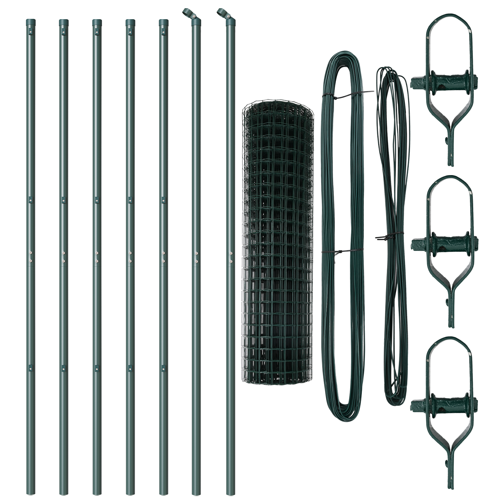 Recinzione Euro con 7 Post 1.4x10 m in Acciaio Galvanizzato Verde